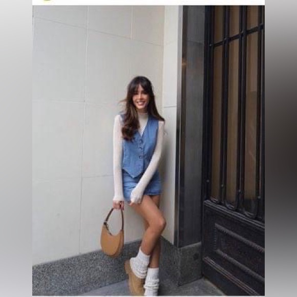 Denim top vest and mini skirt distressed - 2 items- size Small both - Picture 5 of 6